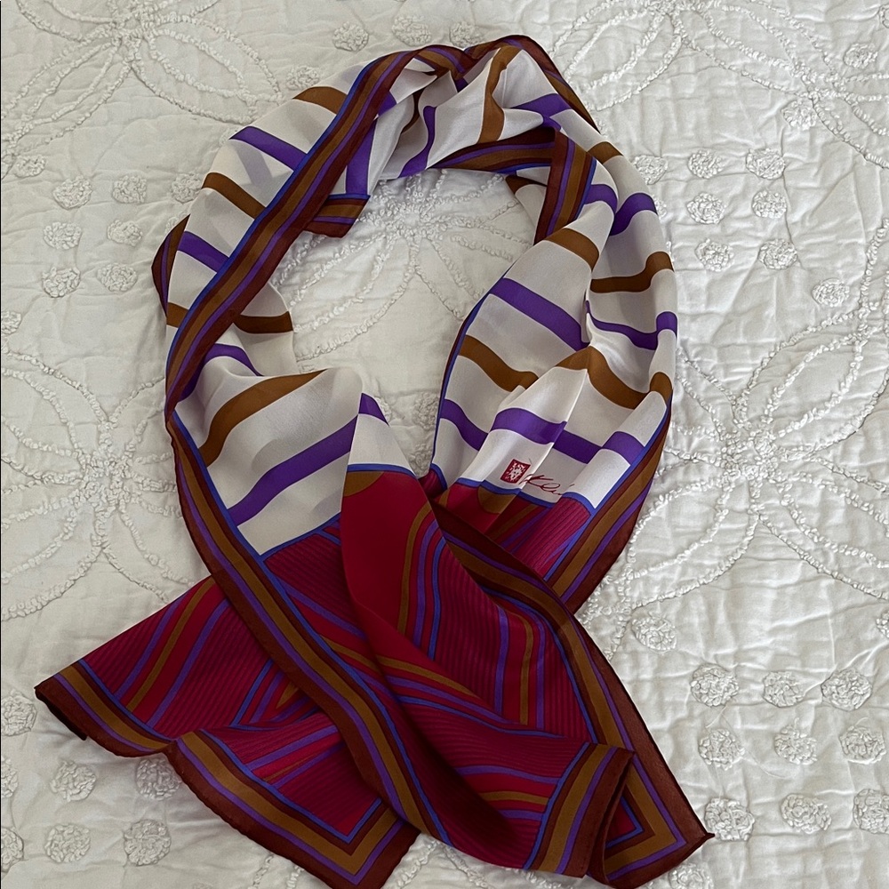Anne Klein Vibrant Striped 100% Silk Scarf